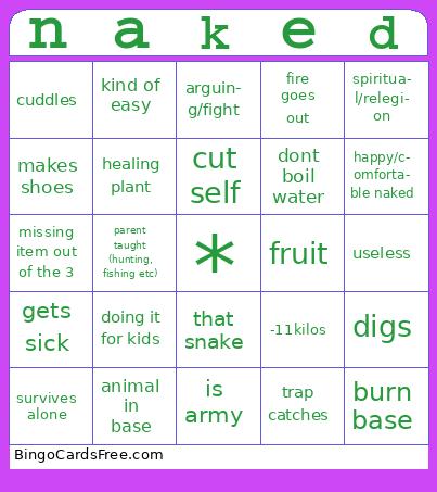 naked and afraid Bingo