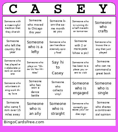 Name Change Party Bingo