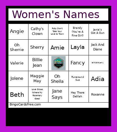 Name Game: Women Bingo Card