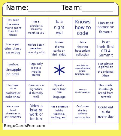 Name:_________ Team:_________ Bingo