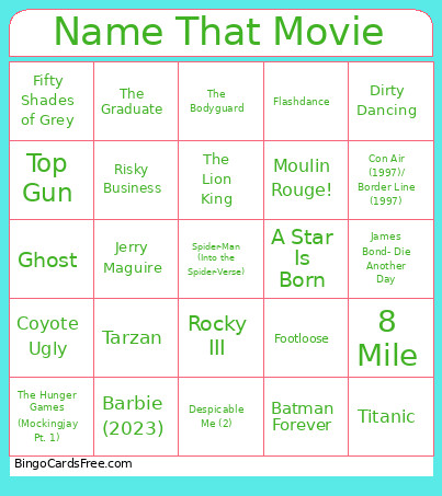 Name That Movie Bingo Card