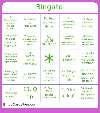Namogata Bingo Card