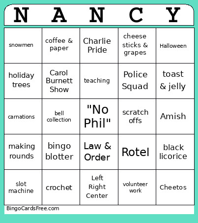 Nancy Bingo Card