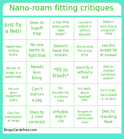 Nano-roam Fitting Critiques Bingo Card