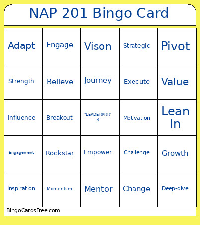 NAP 201 5/27 Bingo Card