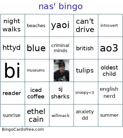 Nas' Bingo Card