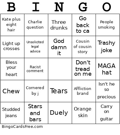 Nashvegas Bingo Card