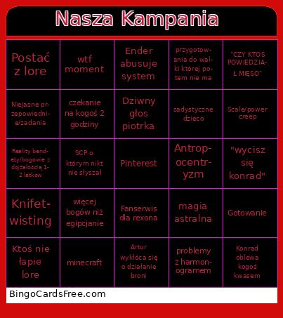 Kampania Bingo Cards Free Pdf Printable Game, Title: Nasza Kampania 