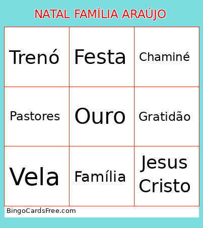 NATAL FAMÍLIA ARAÚJO Bingo Card