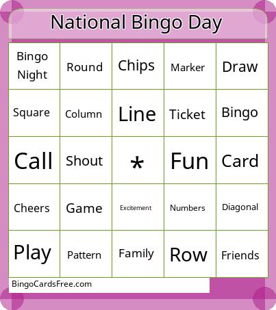 National Bingo Day Cards Free Pdf Printable Game, Title: National Bingo Day