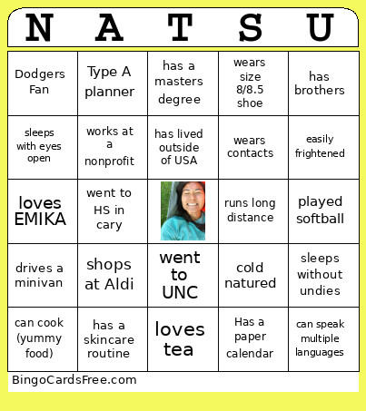 Natsumi Bingo Card