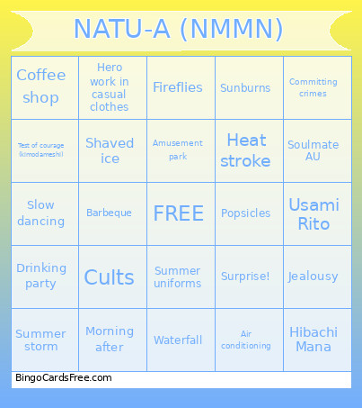 NATU-A (NMMN) Bingo Card
