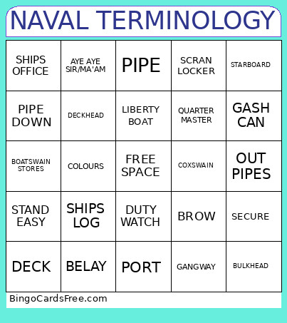 NAVAL TERMINOLOGY Bingo Card
