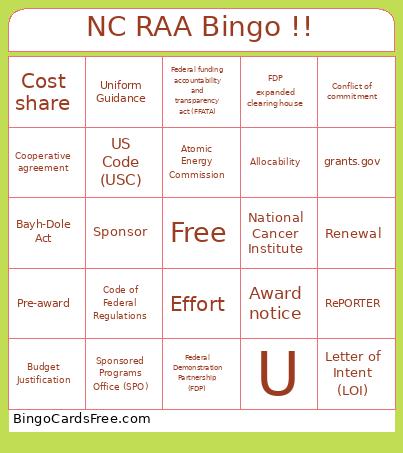 NC RAA 2025 Bingo