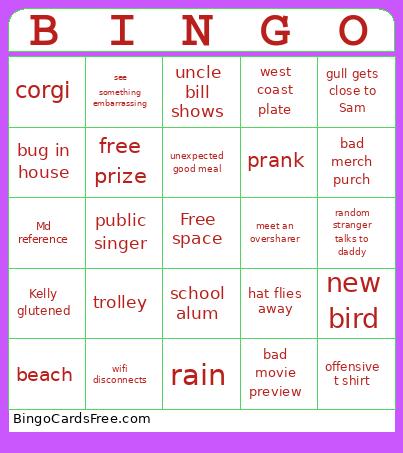 NC Road Trippin Bingo Card