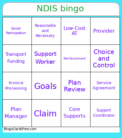NDIS Bingo Card