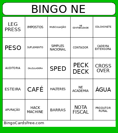 NE CONTABILIDADE Bingo Card 2