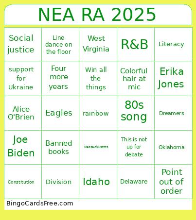 NEA RA 2025 Bingo