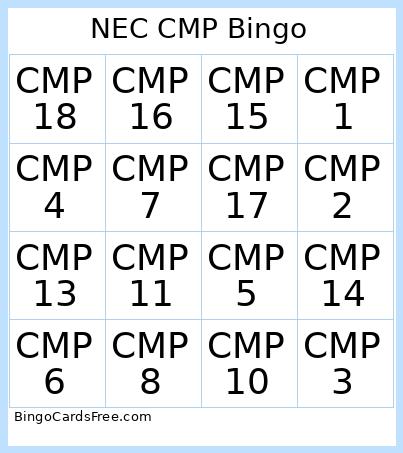NEC CMP Bingo