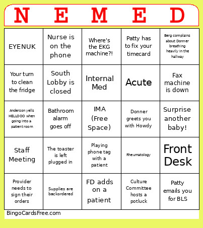 NEMED Bingo Card
