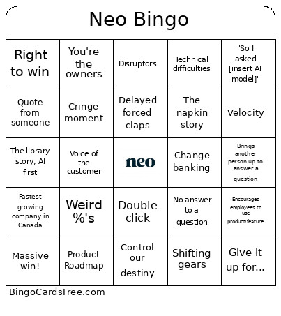 Neo Bingo Card