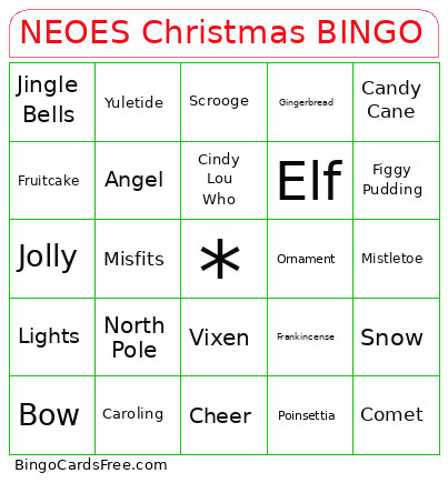 NEOES Christmas Bingo Card