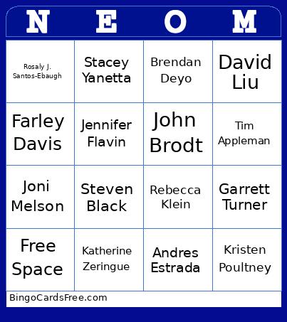 NEOM 2024 Bingo Card