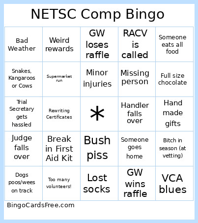 NETSC Comp Bingo Card