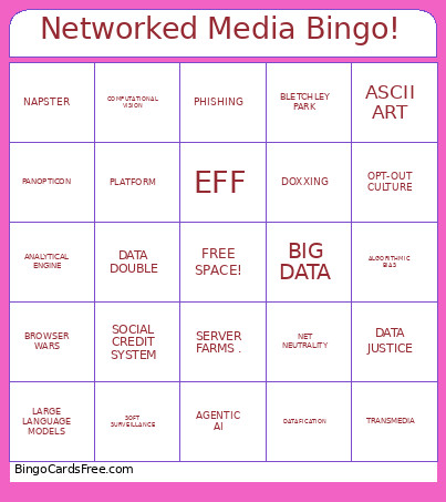 Networked Media ! Bingo Card