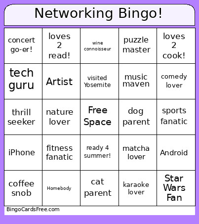 Networking ! Bingo Card
