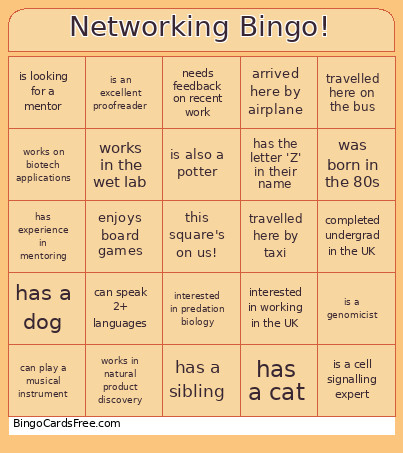 Networking ! Bingo Card