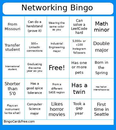 Networking Bingo Card