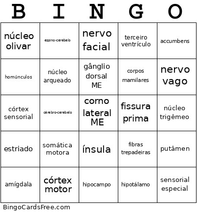 Neuro Bingo Card