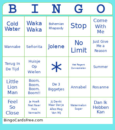 Neven & Nichten Dag Bingo Card