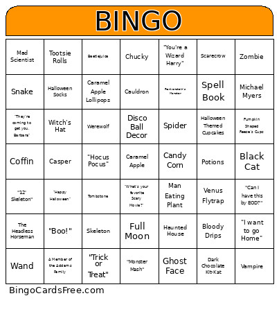 New Halloween Office Bingo Card
