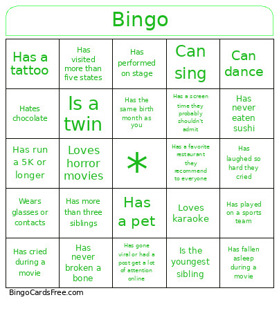 New Life Centers People Bingo Card