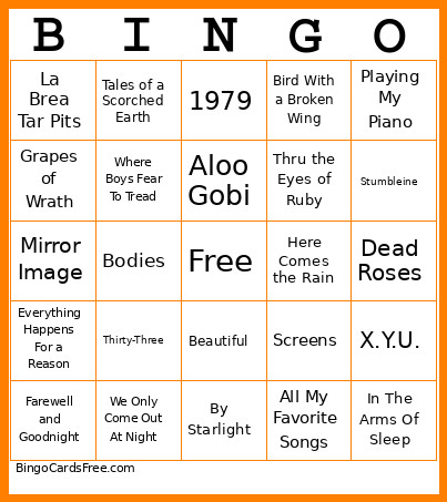 New Music Tryouts Bingo Card