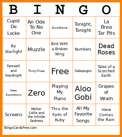 New Music Tryouts Bingo Card