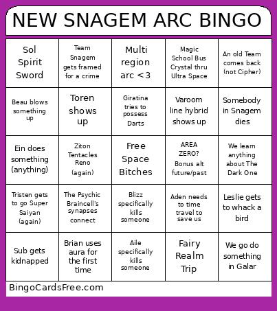 NEW SNAGEM ARC Bingo Card