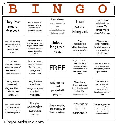 New Student Bingo