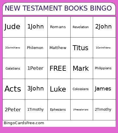NEW TESTAMENT BOOKS Bingo Card