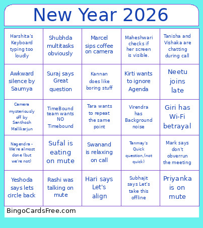 New Year 2026 PARTY Bingo Card