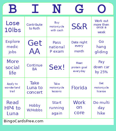 New Year Bingo Card