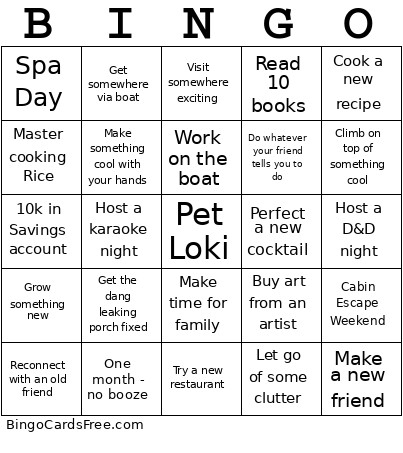 New Year Bingo Card
