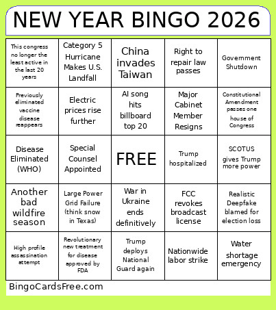 NEW YEAR 2026 Bingo Card