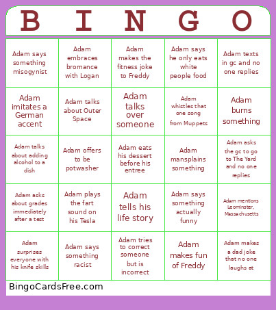 New Year Bingo Card