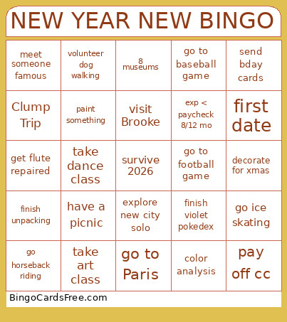 NEW YEAR NEW Bingo Card