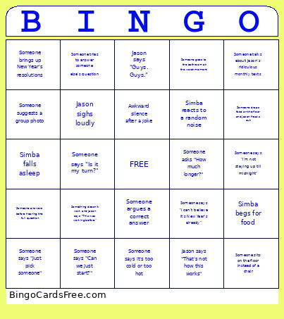 New Year’s Eve Bingo Card
