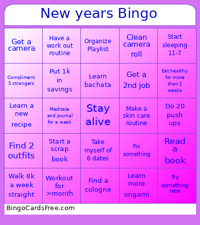 New Years !!! Bingo Card
