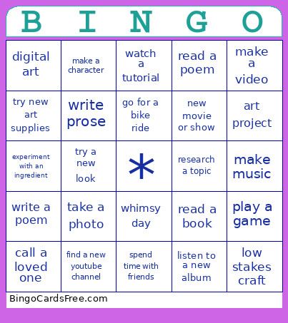 New Year's Fun Bingo Card